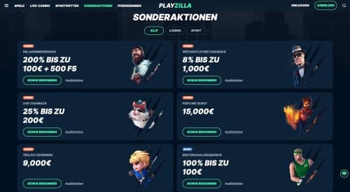 Playzilla Sonderaktionen