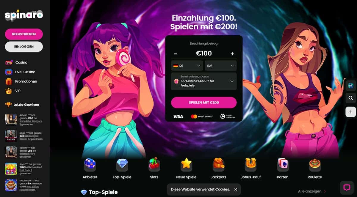 Spinaro Login, Anmeldung und Registrierung