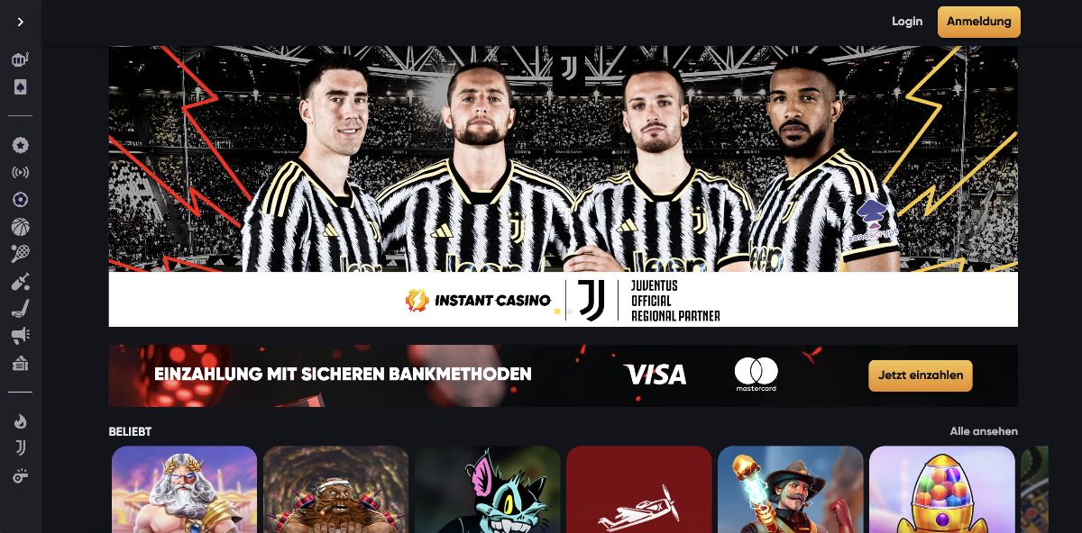 Instant Casino Homepage